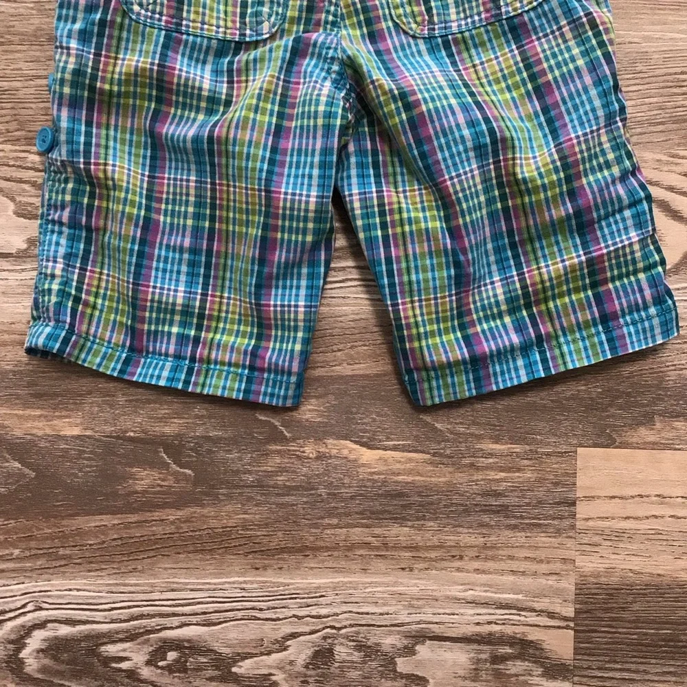 The Children’s Place Blue Plaid Roll Tab Bermuda Short Adjustable Waist 6